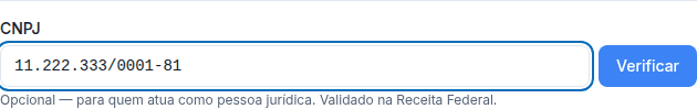 Bloco de CNPJ preenchido